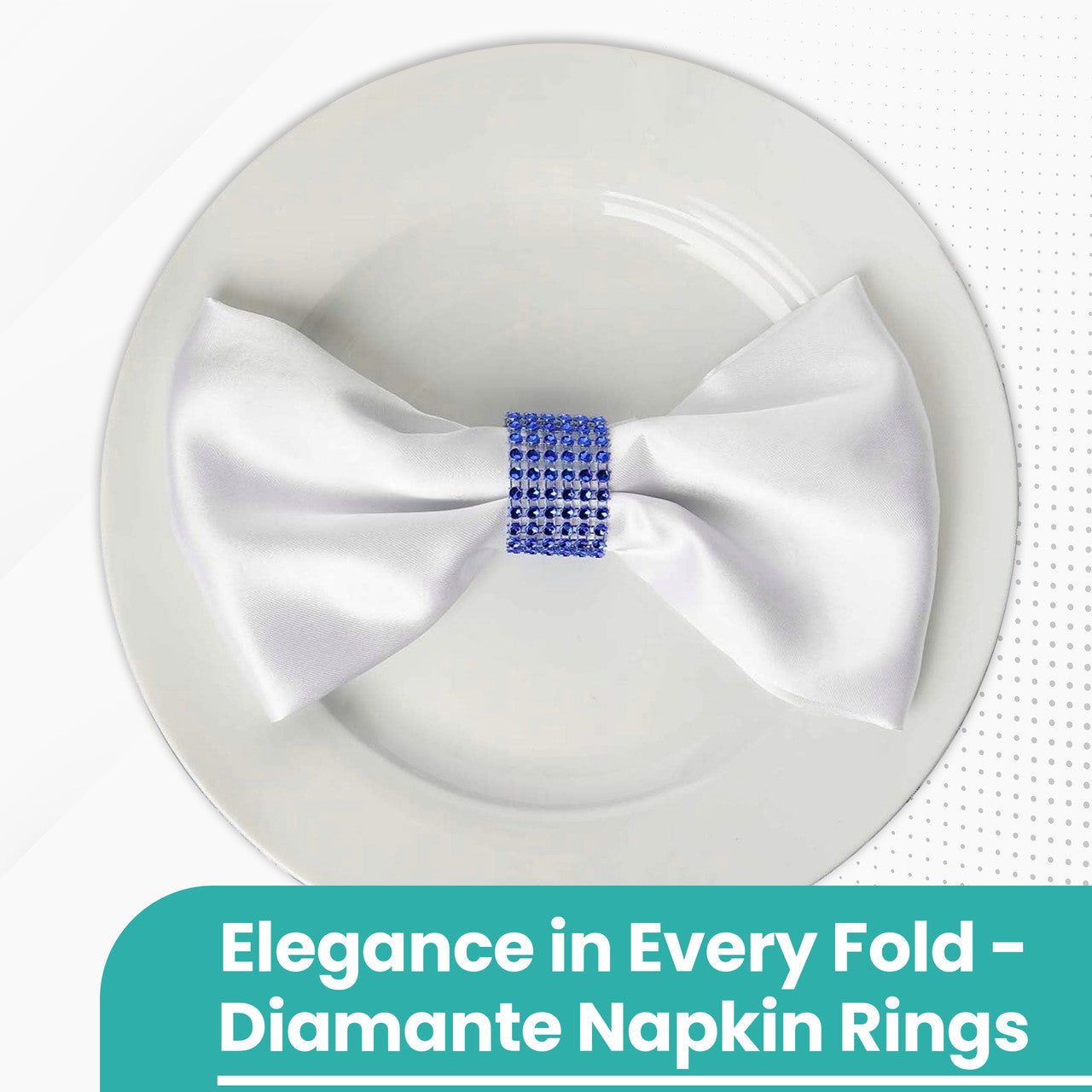 Sparkling Diamante Napkin Rings (Pack of 10) - Blue