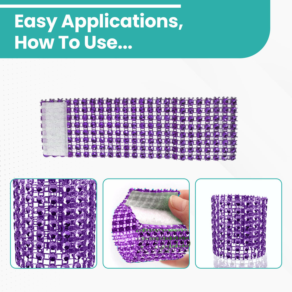 Sparkling Diamante Napkin Rings (Pack of 10) - Purple