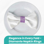 Sparkling Diamante Napkin Rings (Pack of 10) - Purple