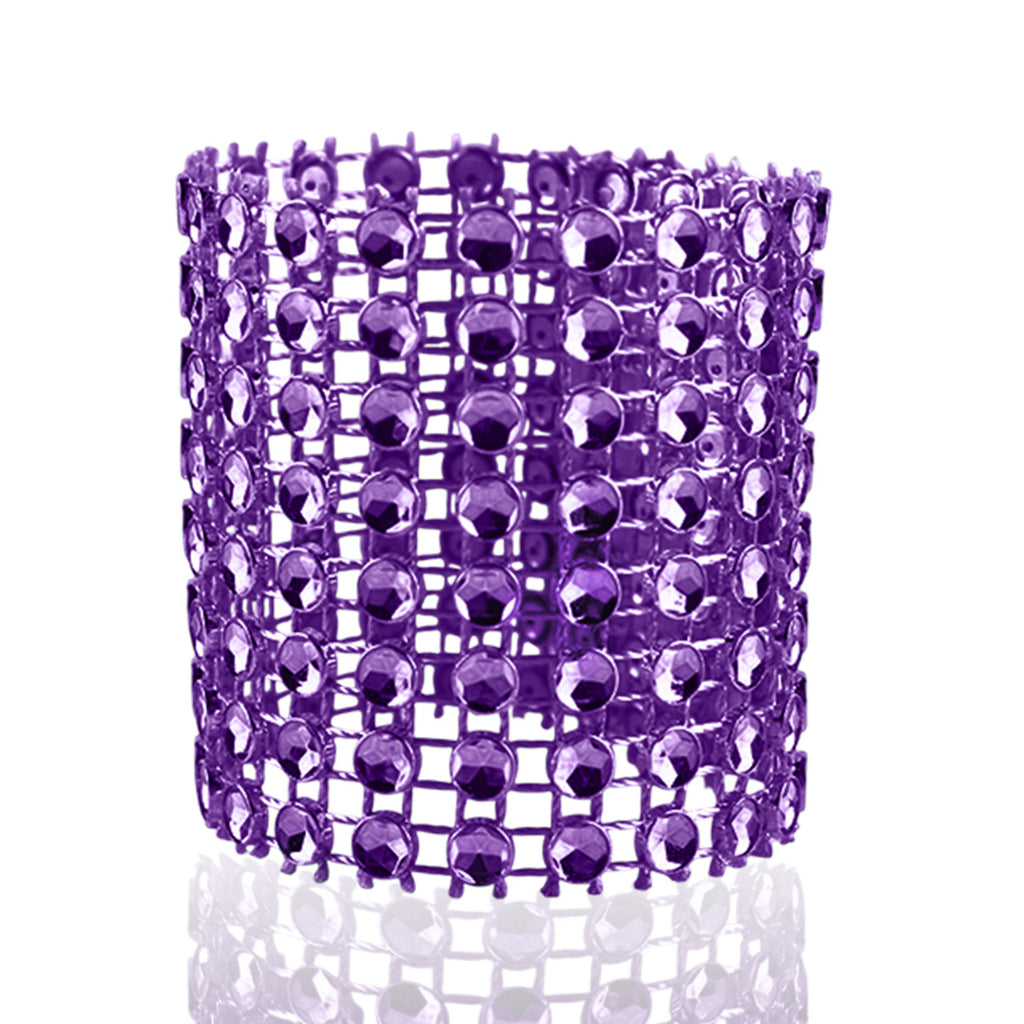 Sparkling Diamante Napkin Rings (Pack of 10) - Purple