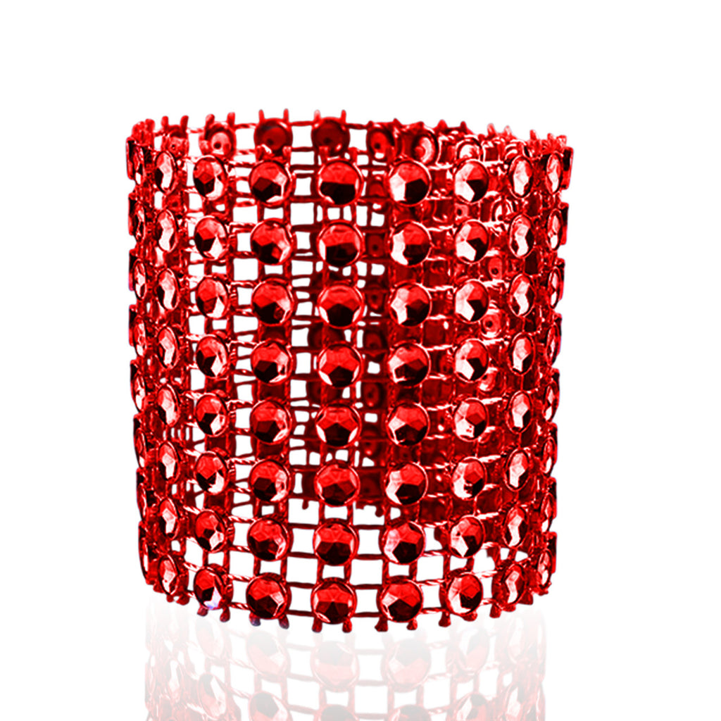 Sparkling Diamante Napkin Rings (Pack of 10) - Red