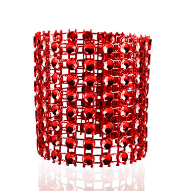 Sparkling Diamante Napkin Rings (Pack of 10) - Red