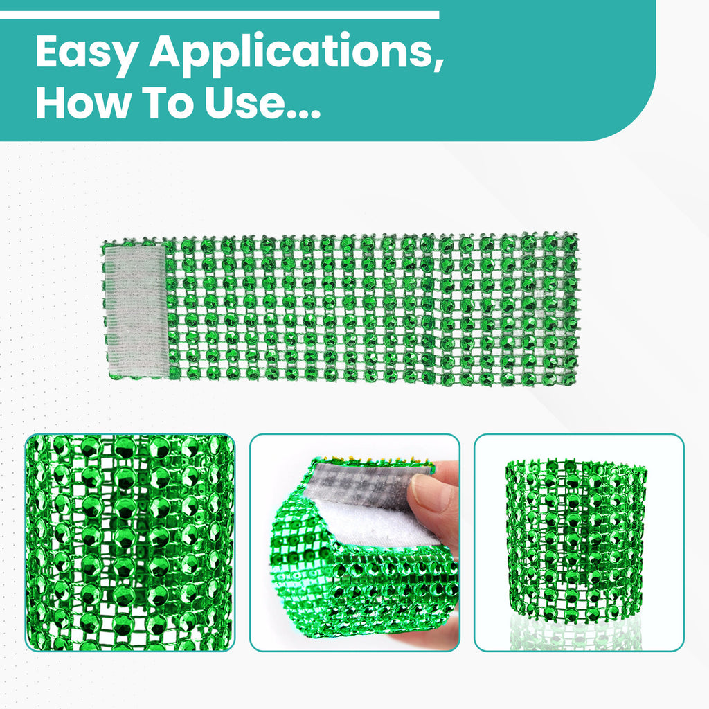 Sparkling Diamante Napkin Rings (Pack of 10) - Green