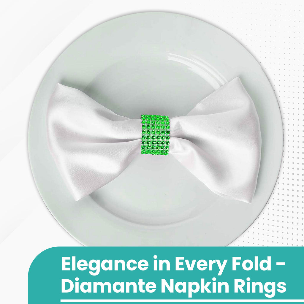 Sparkling Diamante Napkin Rings (Pack of 10) - Green