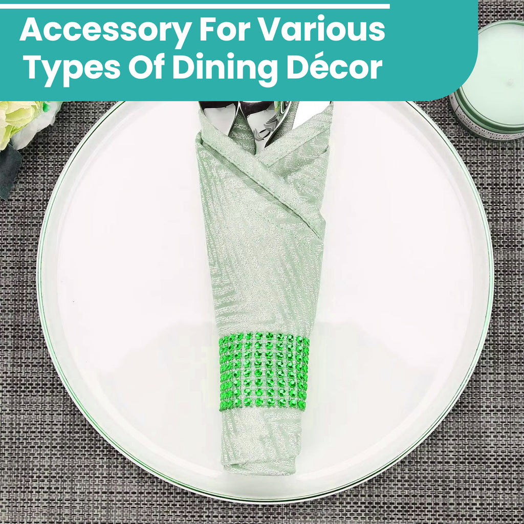 Sparkling Diamante Napkin Rings (Pack of 10) - Green