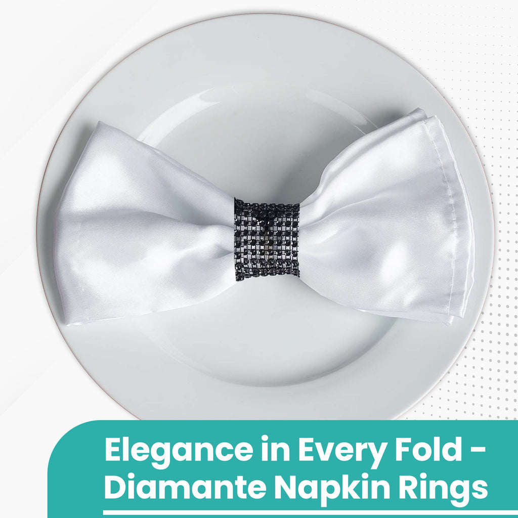 Sparkling Diamante Napkin Rings (Pack of 10) - Black