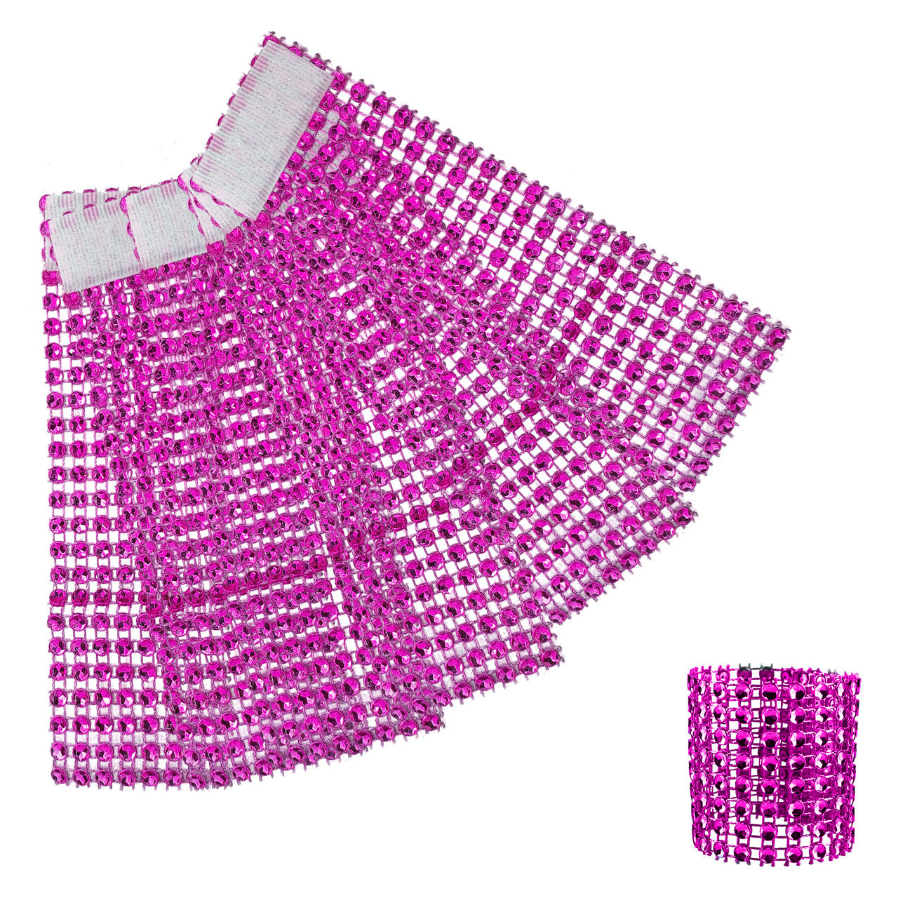 Sparkling Diamante Stretchable Napkin Rings (Pack of 10) - Hot Pink