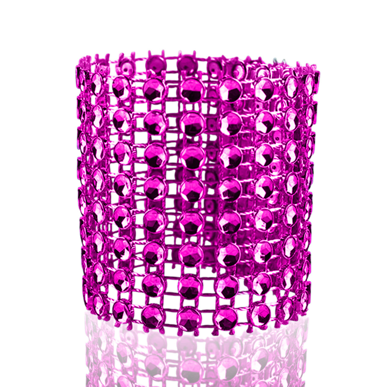 Sparkling Diamante Stretchable Napkin Rings (Pack of 10) - Hot Pink