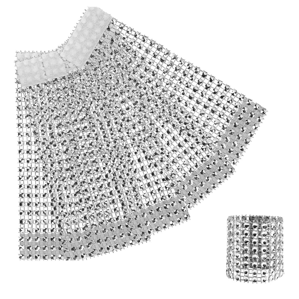 Sparkling Diamante Stretchable Napkin Rings (Pack of 10) - Silver