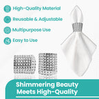 Sparkling Diamante Stretchable Napkin Rings (Pack of 10) - Silver