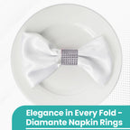 Sparkling Diamante Stretchable Napkin Rings (Pack of 10) - Silver
