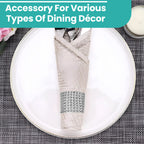 Sparkling Diamante Stretchable Napkin Rings (Pack of 10) - Silver