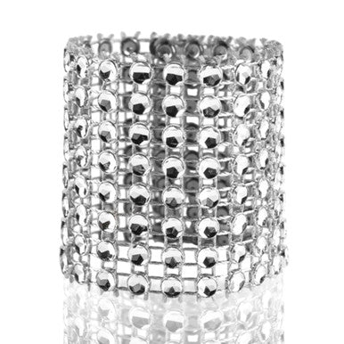 Sparkling Diamante Stretchable Napkin Rings (Pack of 10) - Silver
