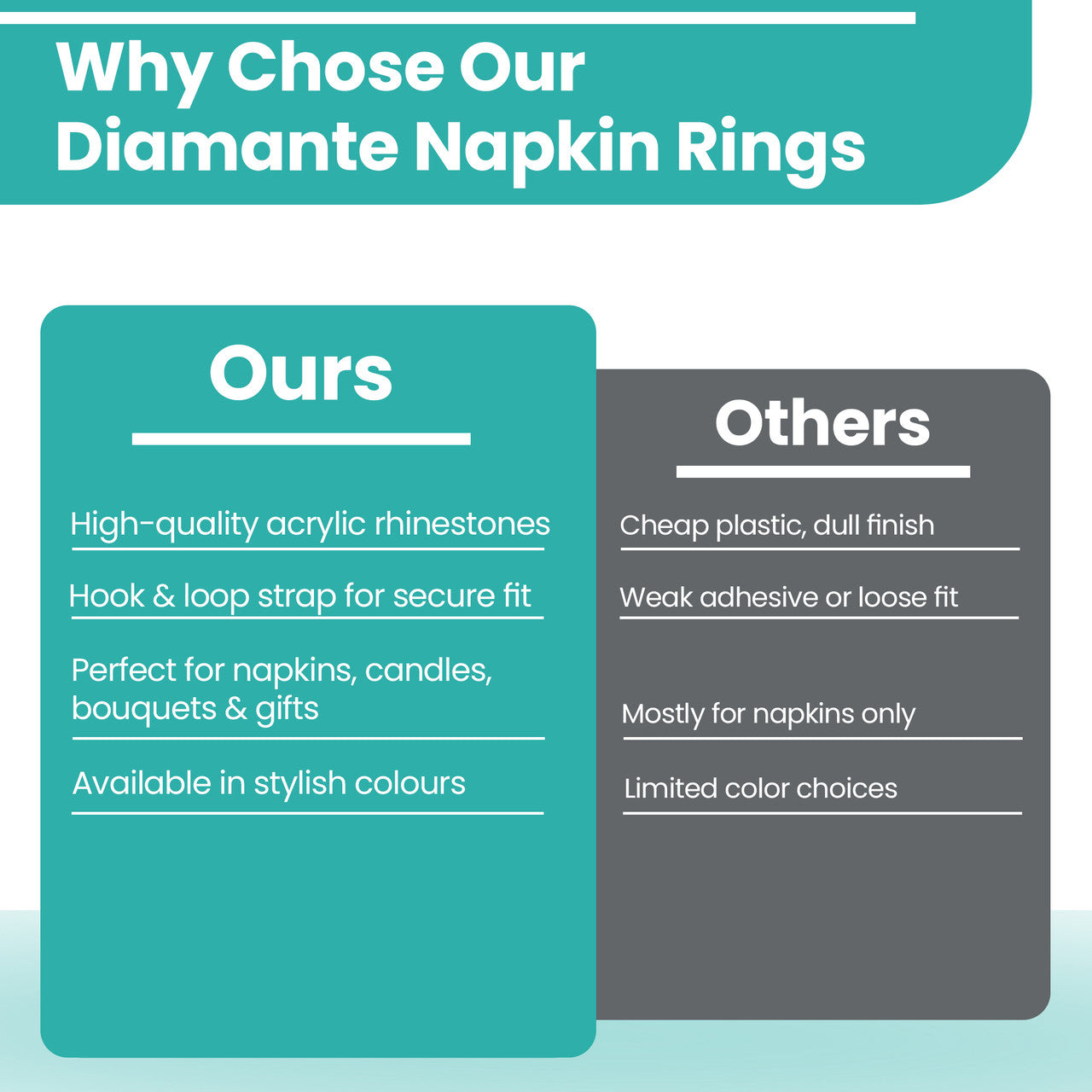 Sparkling Diamante Stretchable Napkin Rings (Pack of 10) - Silver