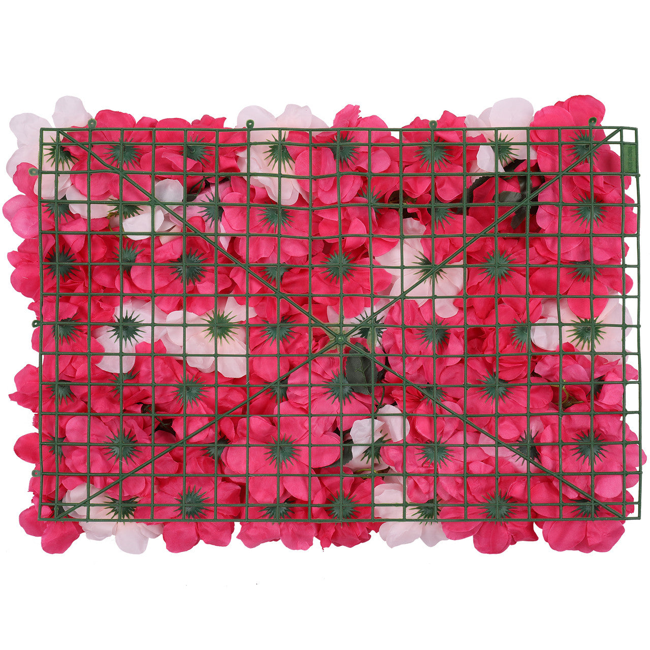 Hydrangea Artificial Flower Wall Panel 60cm x 40cm - Topaz Red, Light Pink with Green Leaves
