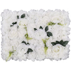 Hydrangea Artificial Flower Wall Panel 60cm x 40cm - White with Green Leaves x 12