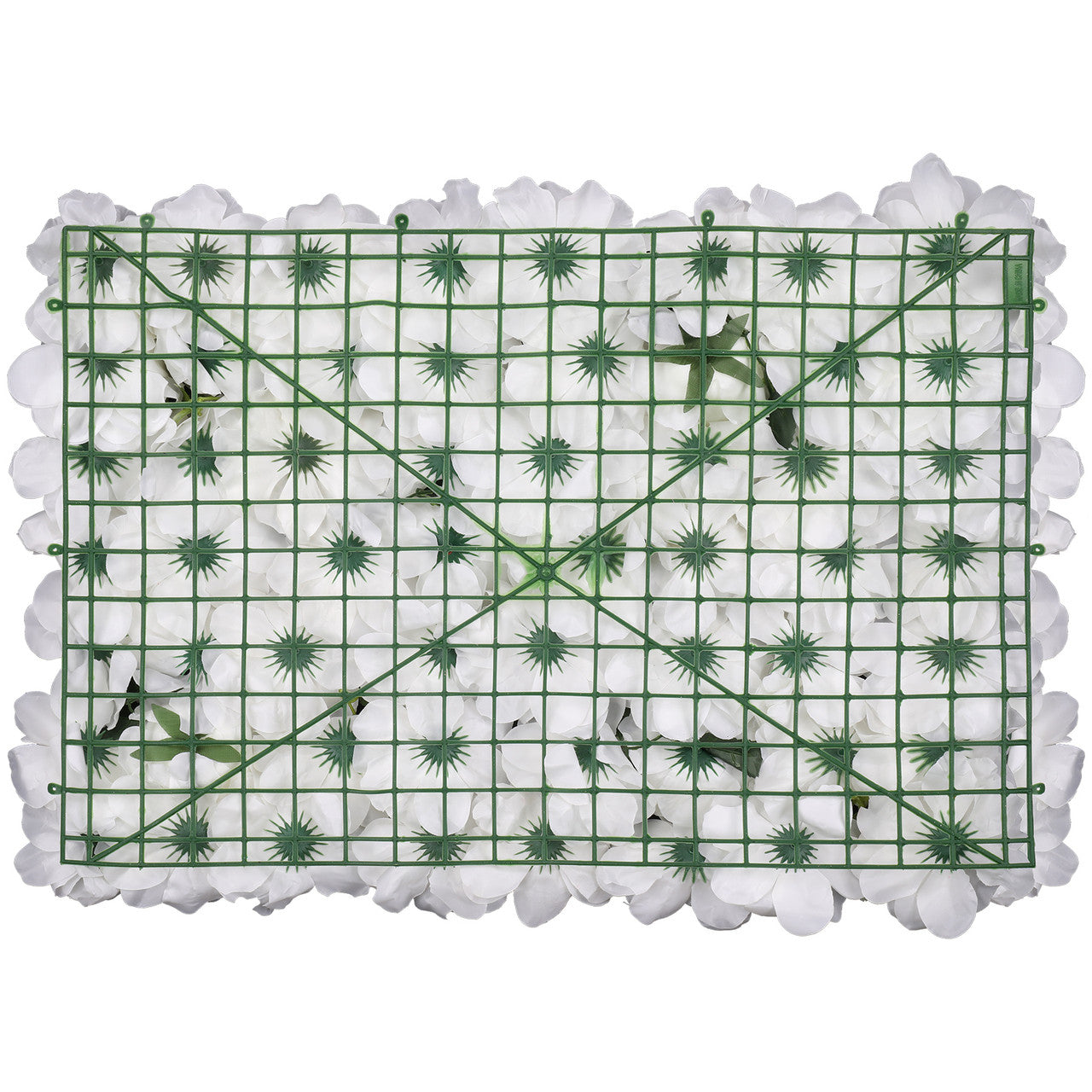Hydrangea Artificial Flower Wall Panel 60cm x 40cm - White with Green Leaves