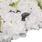 Hydrangea Artificial Flower Wall Panel 60cm x 40cm - White with Green Leaves x 12