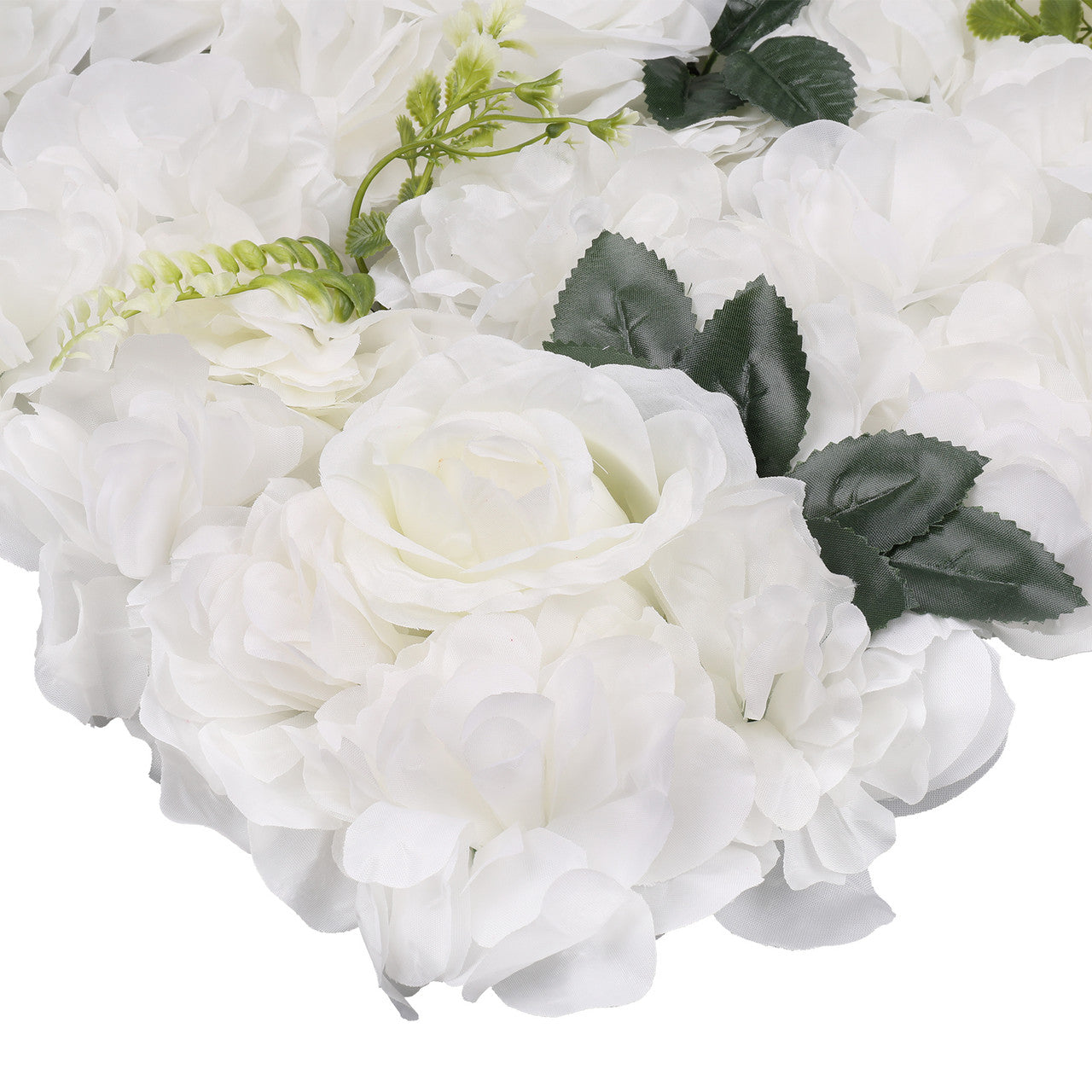 Hydrangea Artificial Flower Wall Panel 60cm x 40cm - White with Green Leaves