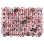 Hydrangea Artificial Flower Wall Panel 60cm x 40cm - Dusty Pink & Rose Pink with Green Leaves
