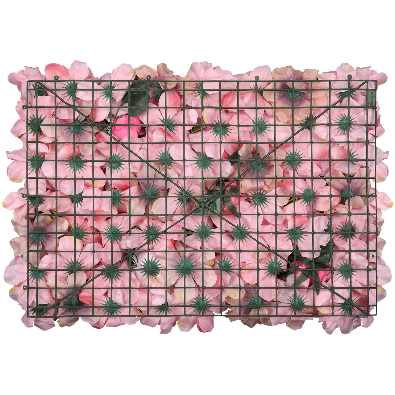 Hydrangea Artificial Flower Wall Panel 60cm x 40cm - Dusty Pink & Rose Pink with Green Leaves