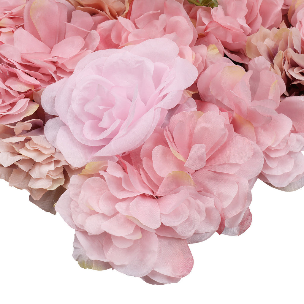 Hydrangea Artificial Flower Wall Panel 60cm x 40cm - Dusty Pink & Rose Pink with Green Leaves x 12