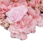Hydrangea Artificial Flower Wall Panel 60cm x 40cm - Dusty Pink & Rose Pink with Green Leaves x 12
