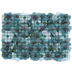 Hydrangea Artificial Flower Wall Panel 60cm x 40cm - Sky Blue & Turquoise with Green Leaves x 12