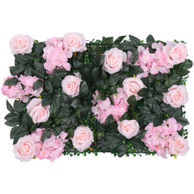 Hydrangea Artificial Flower Wall Panel 60cm x 40cm - Novia Roses, White Jasmine with Green Leaves
