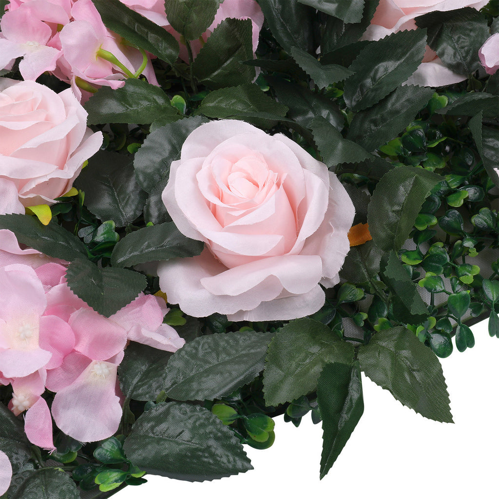 Hydrangea Artificial Flower Wall Panel 60cm x 40cm - Novia Roses, White Jasmine with Green Leaves x 12