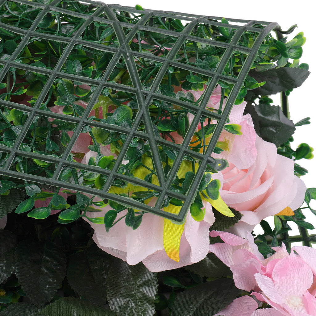 Hydrangea Artificial Flower Wall Panel 60cm x 40cm - Novia Roses, White Jasmine with Green Leaves x 12