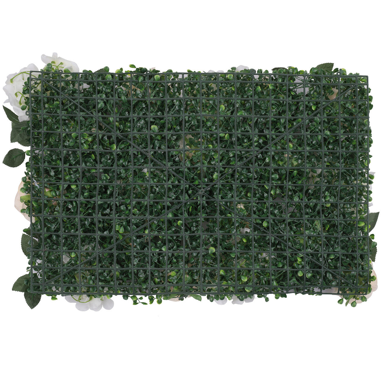 Hydrangea Artificial Flower Wall Panel 60cm x 40cm - Champagne Roses, White Jasmine with Green Leaves