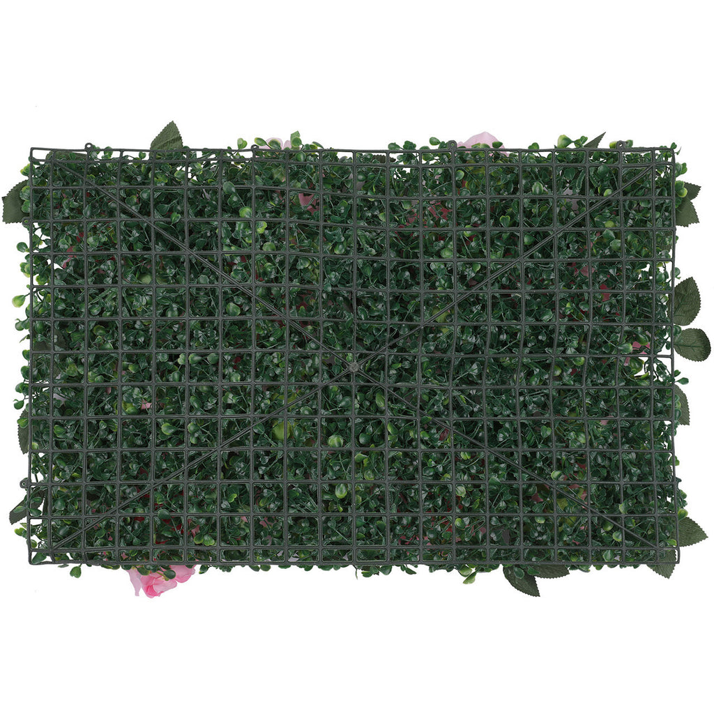Hydrangea Artificial Flower Wall Panel 60cm x 40cm - Blush Pink Roses, Jasmine with Green Leaves x 12