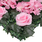 Hydrangea Artificial Flower Wall Panel 60cm x 40cm - Blush Pink Roses, Jasmine with Green Leaves x 12