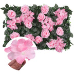 Hydrangea Artificial Flower Wall Panel 60cm x 40cm - Blush Pink Roses, Jasmine with Green Leaves