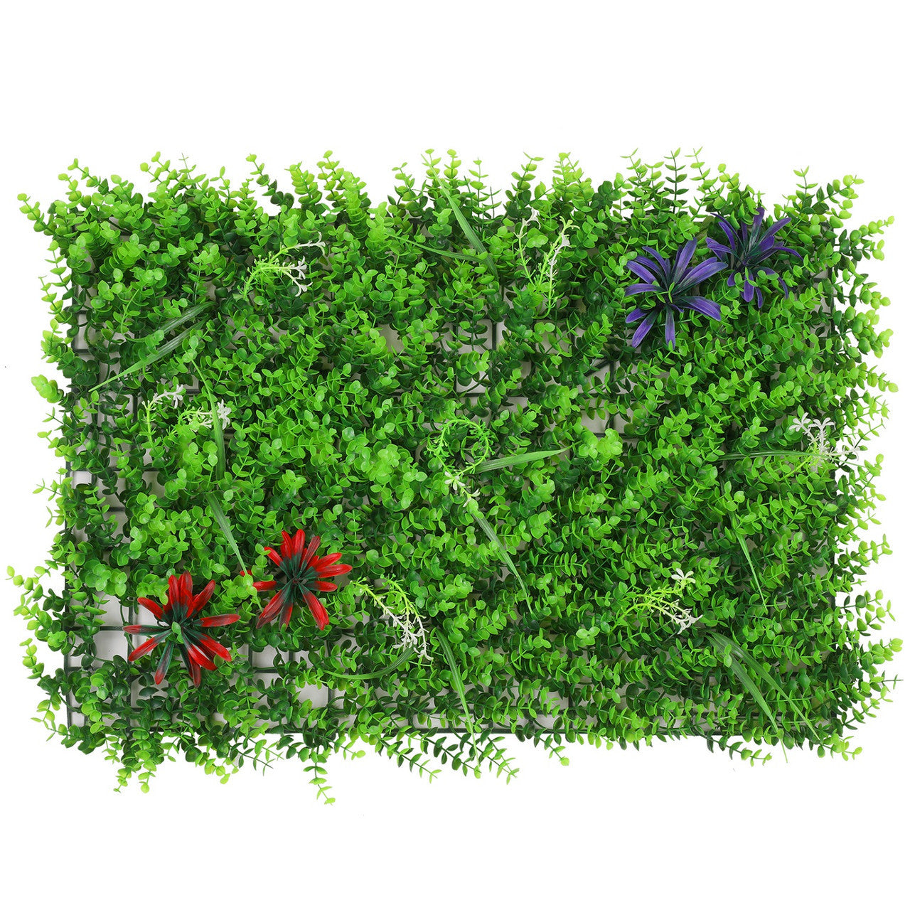 Artificial Flower Panel - Green Grass with Leaf & Flower Design x 6