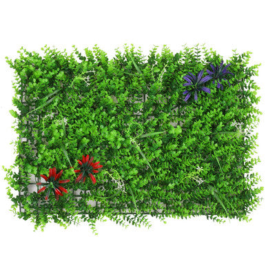 Artificial Flower Panel - Green Grass with Leaf & Flower Design x 6