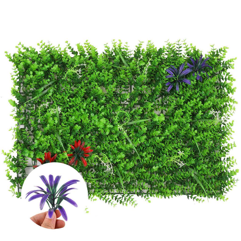 Artificial Flower Panel - Green Grass with Leaf & Flower Design x 6
