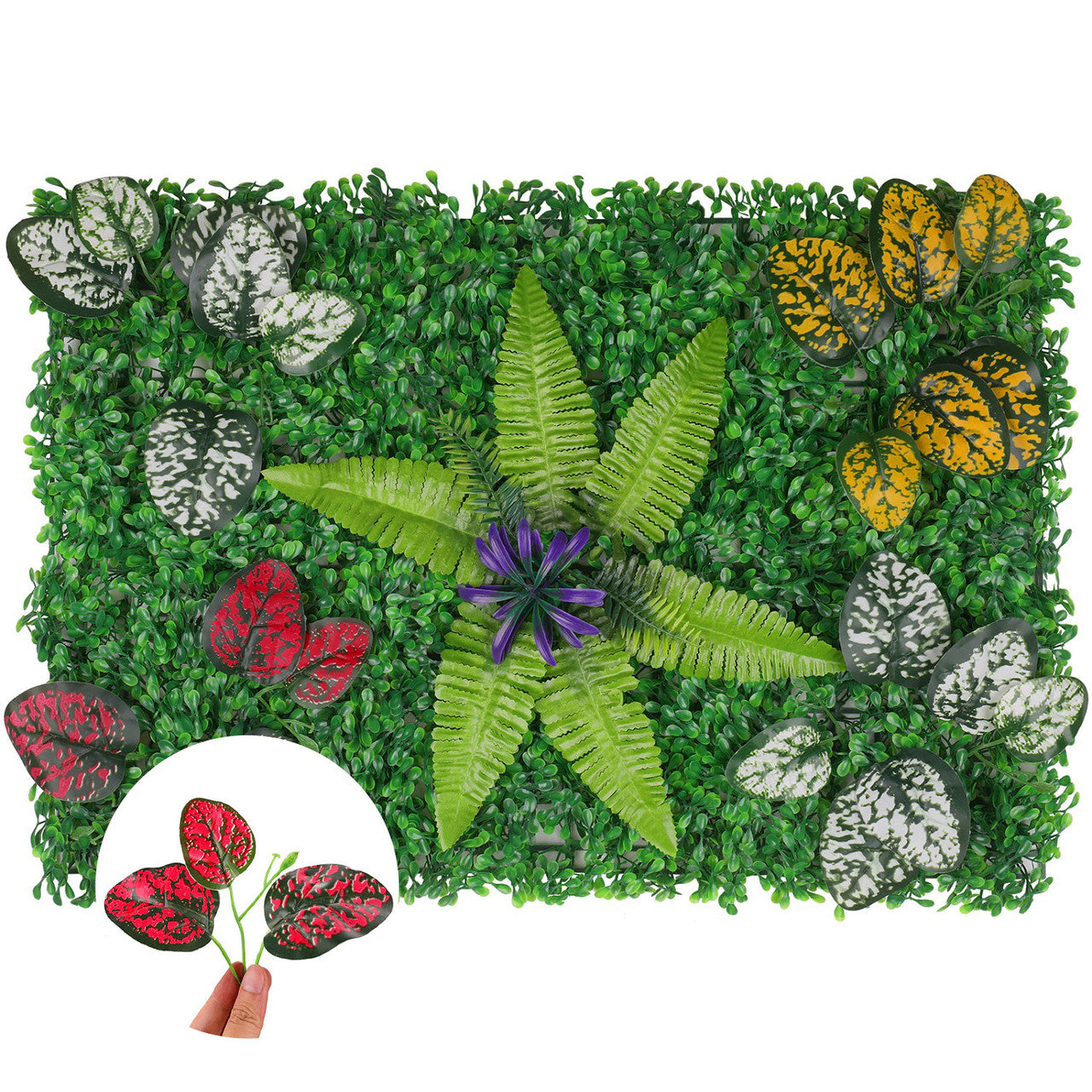 Artificial Flower Panel - Green Grass with Persian Leaf