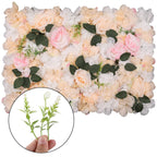 Hydrangea Artificial Flower Wall Panel 60cm x 40cm - Pastella & Poma Roses with Green Leaves x 12