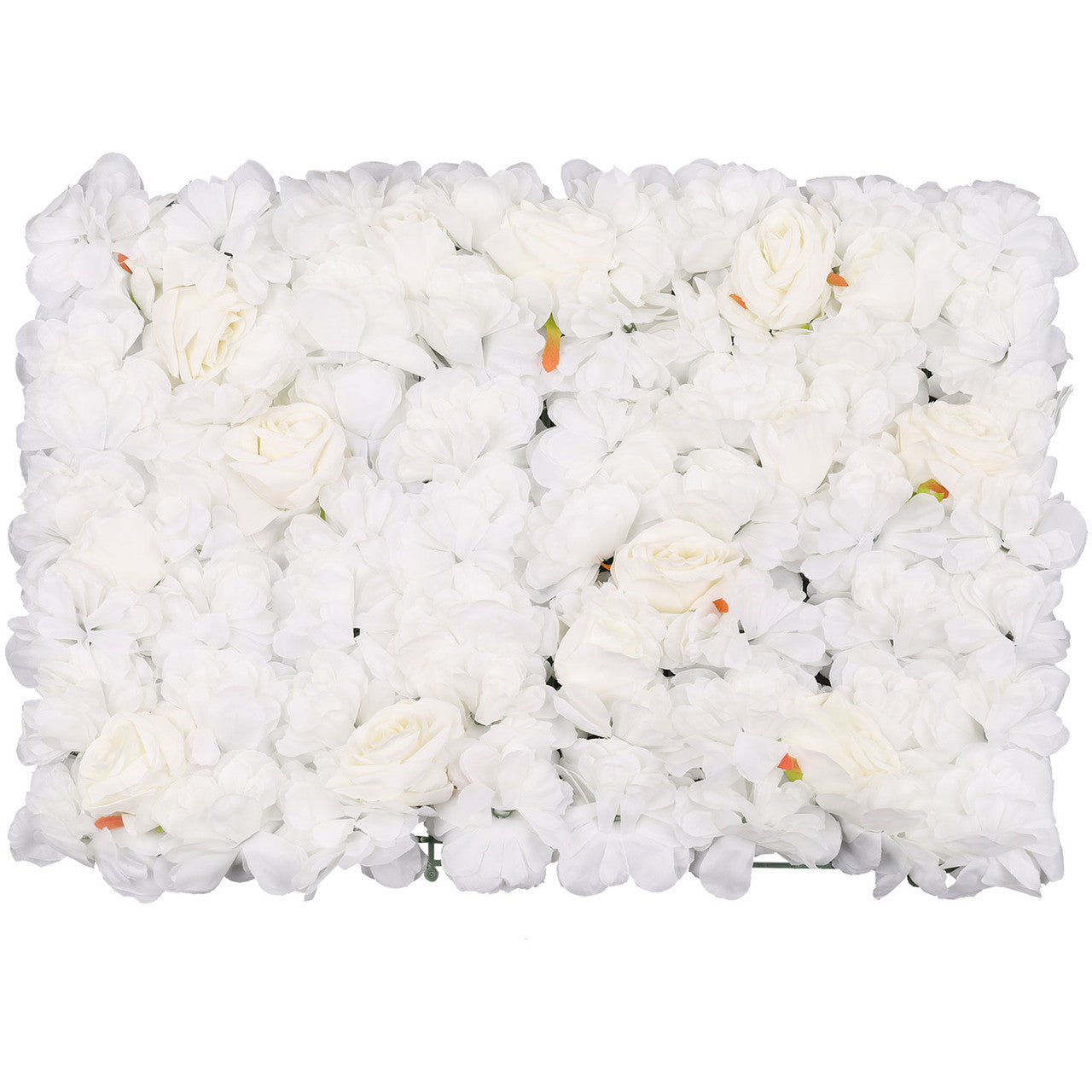 Hydrangea Artificial Flower Wall Panel 60cm x 40cm -Titanic Pink, Sophie & Tibet Roses with Green Leaves