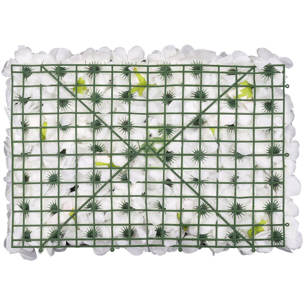 Hydrangea Artificial Flower Wall Panel 60cm x 40cm -Titanic Pink, Sophie & Tibet Roses with Green Leaves