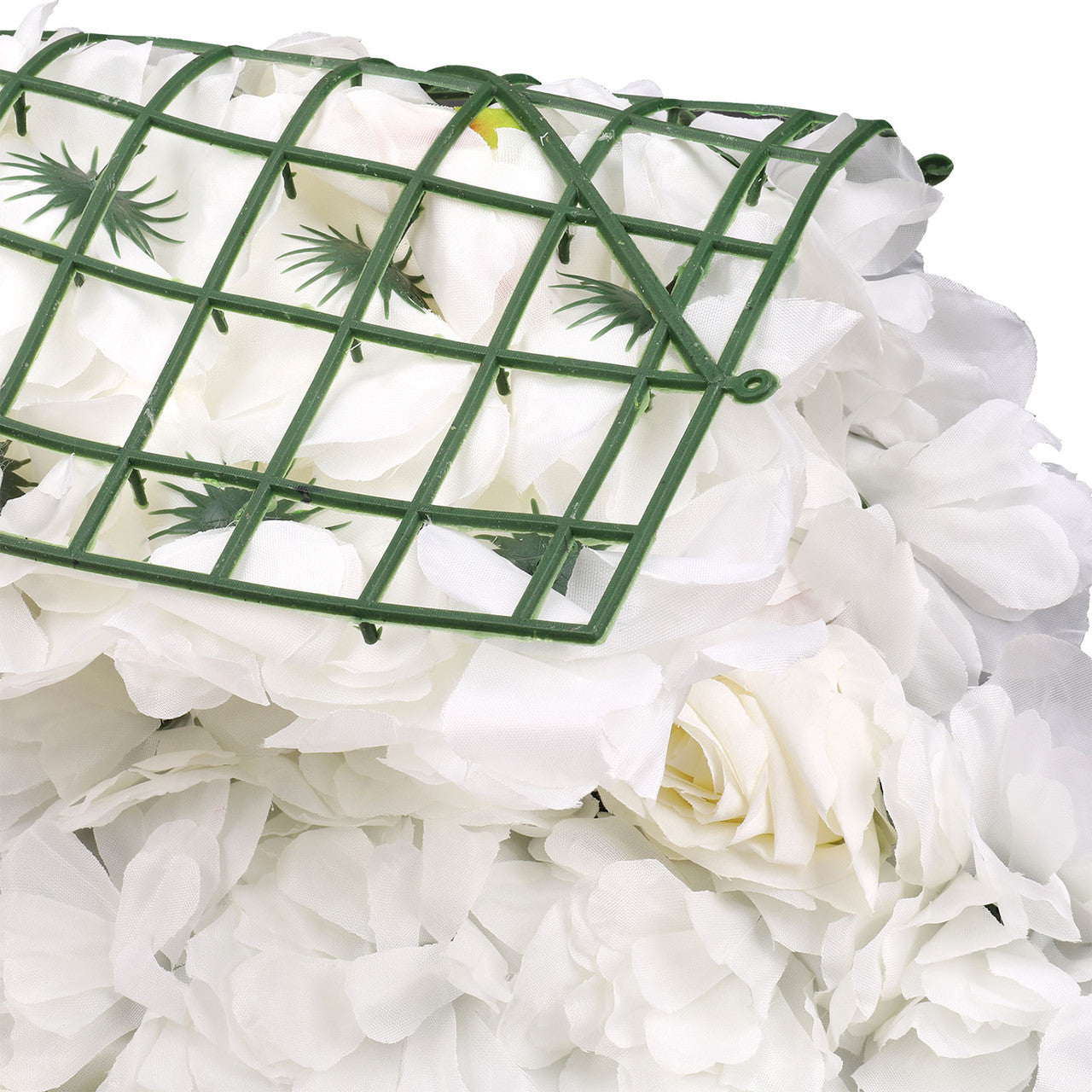 Hydrangea Artificial Flower Wall Panel 60cm x 40cm -Titanic Pink, Sophie & Tibet Roses with Green Leaves