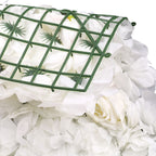 Hydrangea Artificial Flower Wall Panel 60cm x 40cm -Titanic Pink, Sophie & Tibet Roses with Green Leaves x 12