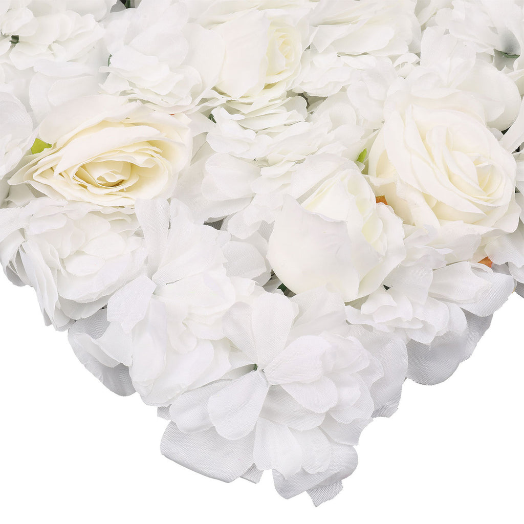 Hydrangea Artificial Flower Wall Panel 60cm x 40cm -Titanic Pink, Sophie & Tibet Roses with Green Leaves