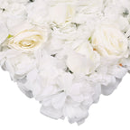 Hydrangea Artificial Flower Wall Panel 60cm x 40cm -Titanic Pink, Sophie & Tibet Roses with Green Leaves x 12