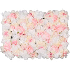 Hydrangea Artificial Flower Wall Panel 60cm x 40cm - White Roses with Pink Shades