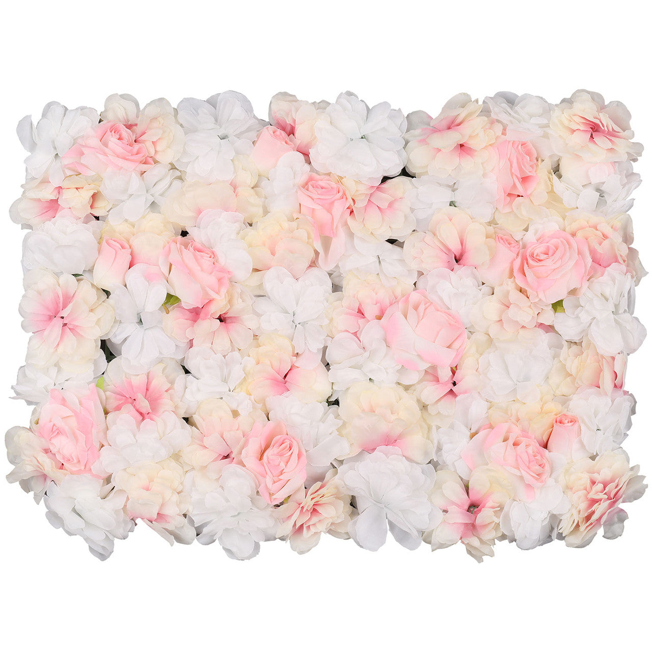 Hydrangea Artificial Flower Wall Panel 60cm x 40cm - White Roses with Pink Shades