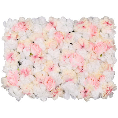 Hydrangea Artificial Flower Wall Panel 60cm x 40cm - White Roses with Pink Shades x 12
