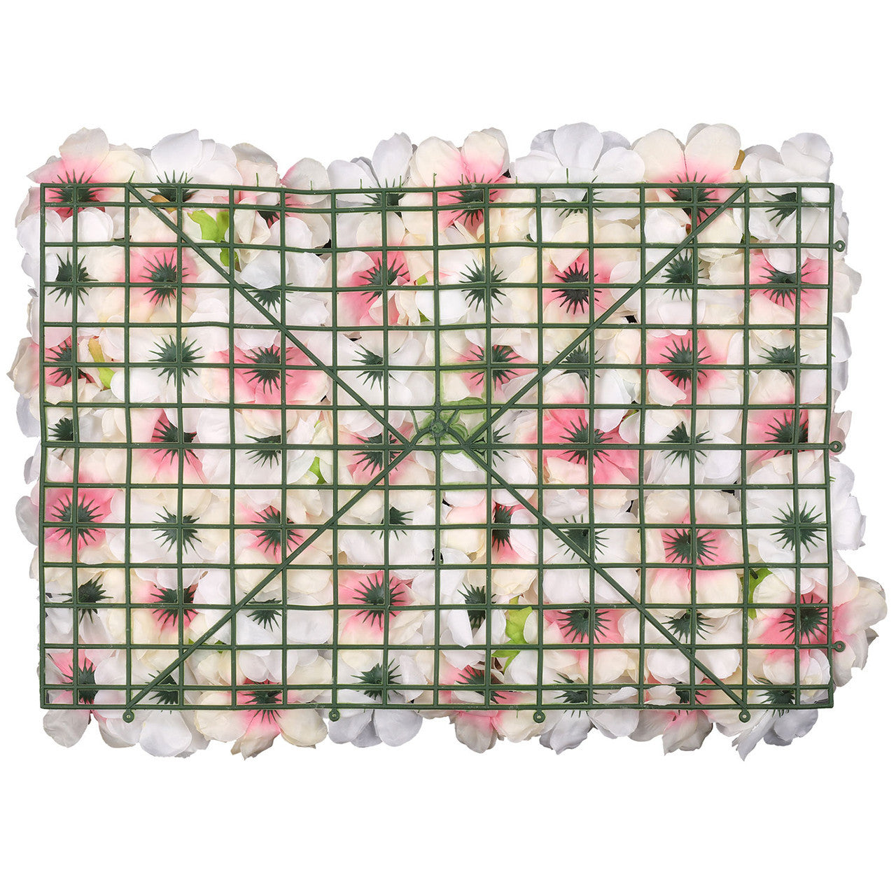 Hydrangea Artificial Flower Wall Panel 60cm x 40cm - White Roses with Pink Shades x 12